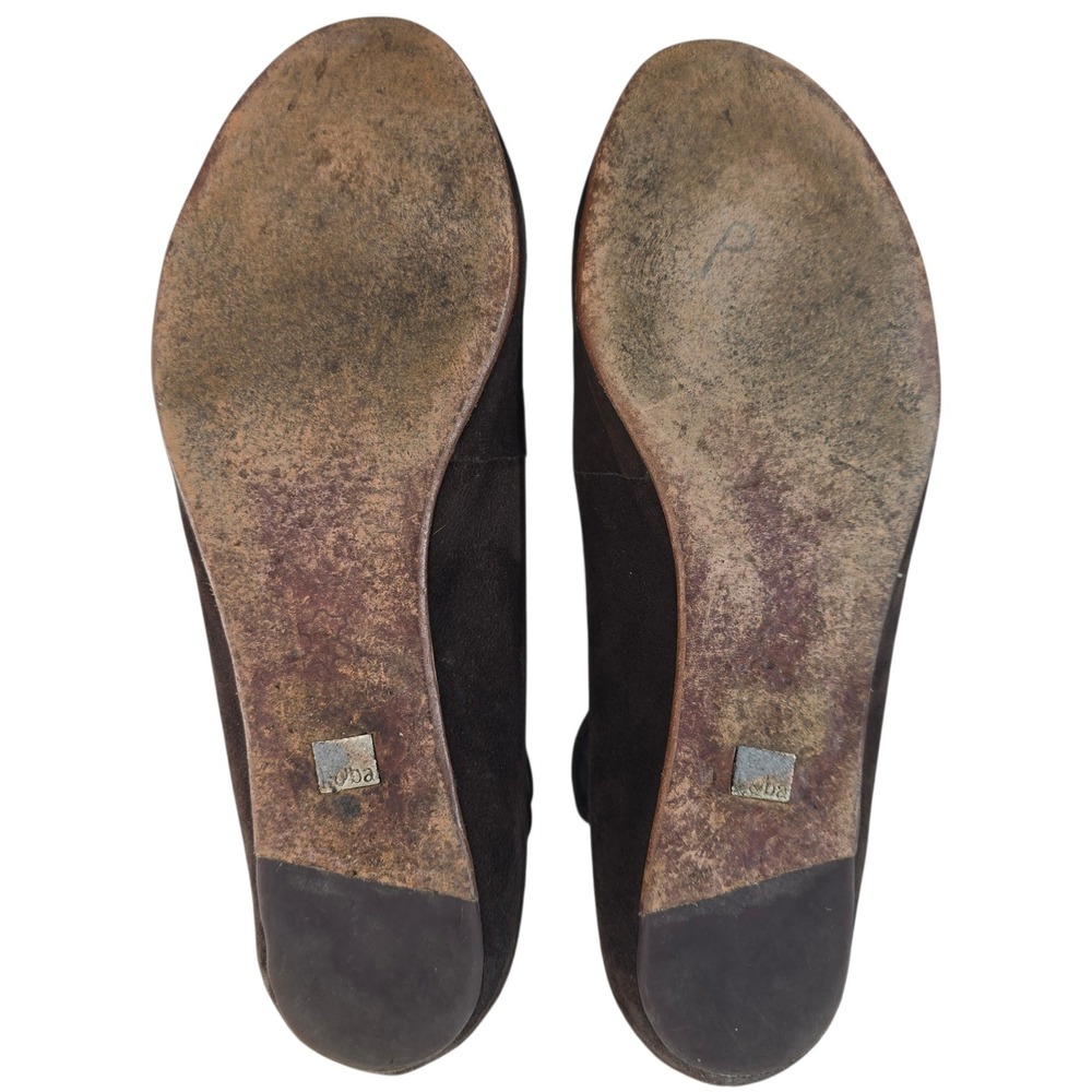 Kooba Flats 8.5 Brown Suede Leather Ankle Strap Round Toe Classic Minimalist - Picture 8 of 12